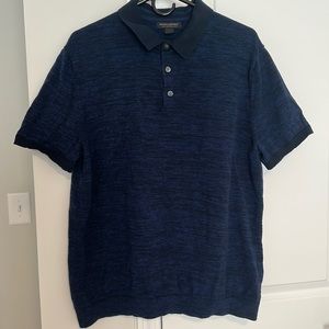 Banana Republic Men's Blue Black Marled Polo with Fitted Hem Cotton Size XL